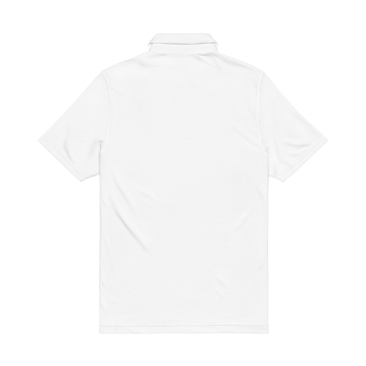 Embroidered Men's White Performance Polo — Crest Logo