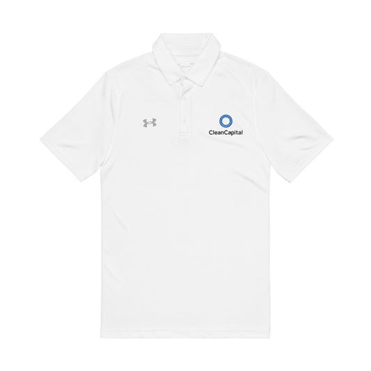 Embroidered Men's White Performance Polo — Crest Logo